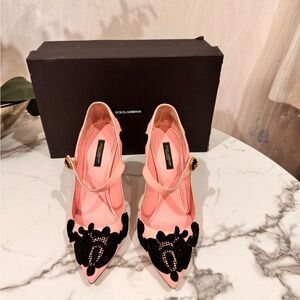 Dolce & Gabbana Pink and Black Embellished Heels